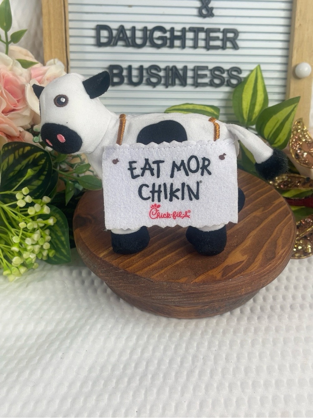 Chick-fil-A Plush Cow Sign - White & Black